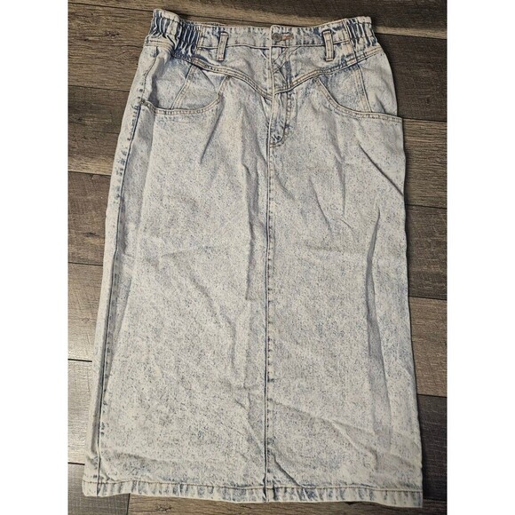 Jordache Vintage 1980s Acid WashLong Jean Denim Skirt Size 14 - Picture 2 of 10